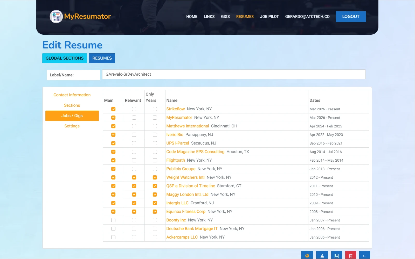 Mix and Match Gigs feature screenshot